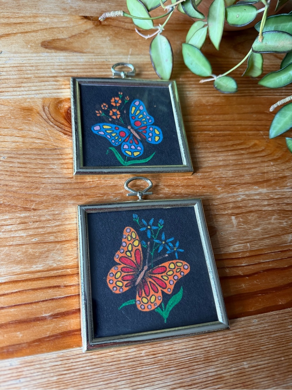 Vintage Butterfly Wall Art Pair